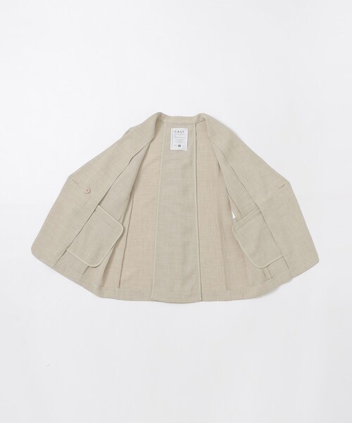 CAST:（キャストコロン）の「【セットアップ対応/洗える/吸水速乾】リネンライクノーカラーサマージャケット（テーラードジャケット・レディース・ネイビー/ベージュ/ブラック・S/M/L）」の15枚目の写真