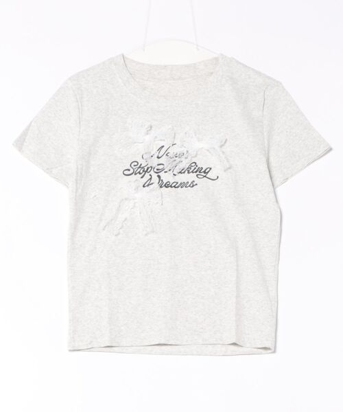 AsRiRe(アスリレイ)の「【選べる3デザイン展開】 文字プリントリボン付き半袖(Tシャツ/カットソー・レディース・グレー/ブラック/ホワイト/ホワイト系その他2/ブラウン系その他2/グレー系その他2/グレー系その他/ダークグレー/ホワイト系その他/ブラック系その他・M)」の9枚目の写真