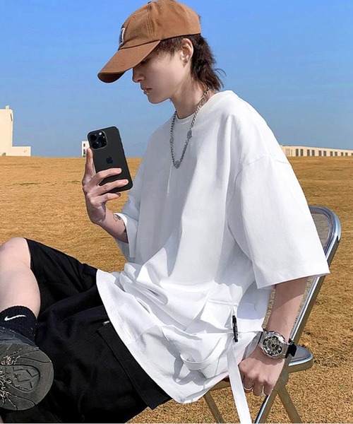 JOHNNY WOLF(ジョニーウルフ)の「EGANIS オーバーサイズ パラシュートポケット Tシャツ(Tシャツ/カットソー・メンズ・ブラック/ホワイト・M/S/L)」の6枚目の写真