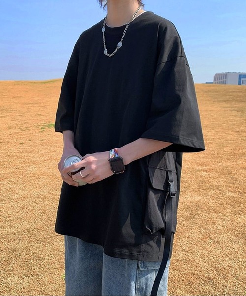 JOHNNY WOLF(ジョニーウルフ)の「EGANIS オーバーサイズ パラシュートポケット Tシャツ(Tシャツ/カットソー・メンズ・ブラック/ホワイト・M/S/L)」の11枚目の写真