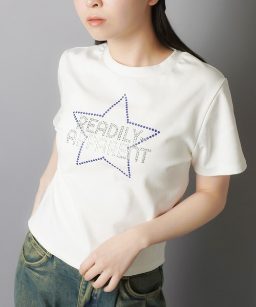 SPINNS(スピンズ)の「半袖ピタTシャツ/ストーンスター(Tシャツ/カットソー・レディース・カーキ/オフホワイト/ネイビー/ブラック・ONESIZE)」の15枚目の写真
