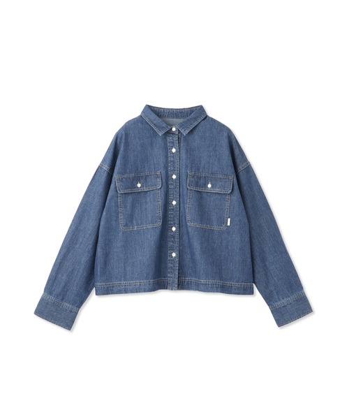 MAYSON GREY(メイソングレイ)の「デニムクロップドシャツ≪洗濯機で洗える≫(シャツ/ブラウス・レディース・ネイビー/ブルー・M)」の9枚目の写真
