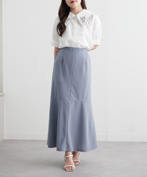 Another Branch olive des olive(アナザーブランチオリーブデオリーブ)の「≪人気デザイン≫衿刺繍半袖ブラウス(シャツ/ブラウス・レディース・ミント/ネイビー/オフホワイト/サックスブルー・FREE)」の9枚目の写真