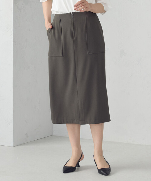 COMME CA MODELS（コムサモデルズ）の「ポリエステルドライツイル　タイトスカート（スカート・レディース・カーキ/ネイビー/ベージュ/ブラック・LARGE/MEDIUM/X-SMALL/X-LARGE/SMALL）」の6枚目の写真