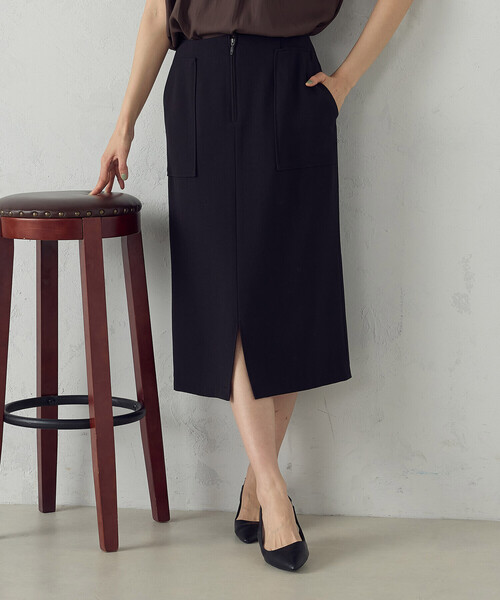 COMME CA MODELS（コムサモデルズ）の「ポリエステルドライツイル　タイトスカート（スカート・レディース・カーキ/ネイビー/ベージュ/ブラック・LARGE/MEDIUM/X-SMALL/X-LARGE/SMALL）」の9枚目の写真