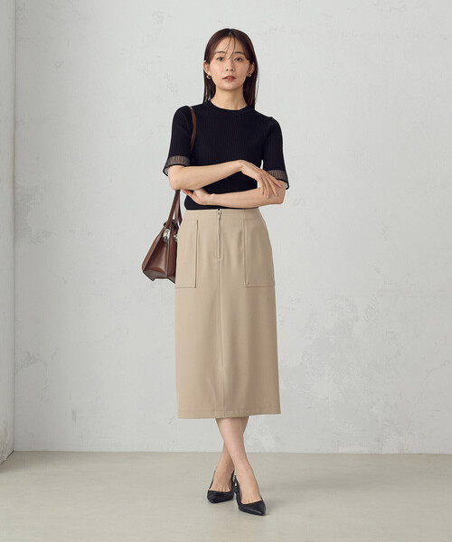 COMME CA MODELS（コムサモデルズ）の「ポリエステルドライツイル　タイトスカート（スカート・レディース・カーキ/ネイビー/ベージュ/ブラック・LARGE/MEDIUM/X-SMALL/X-LARGE/SMALL）」の15枚目の写真
