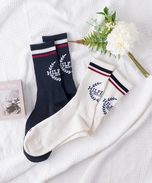 TOMMY HILFIGER(トミーヒルフィガー)の「【別注】TOMMY HILFIGER/トミーヒルフィガー ブランド ロゴ 靴下 ミドル丈 レギュラーソックス クルーソックス 2足セット 23cm 24cm 25cm 26cm 27cm(ソックス/靴下・メンズ・その他2/その他・23cm~25cm/25cm~27cm)」の3枚目の写真