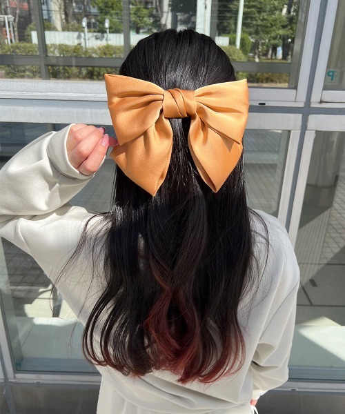 F i.n.t（フィント）の「ｻﾃﾝﾋﾞｯｸﾞﾘﾎﾞﾝﾊﾞﾚｯﾀ（バレッタ/ヘアクリップ・レディース・オレンジ/ライトピンク/ライトブルー・FREE）」の3枚目の写真