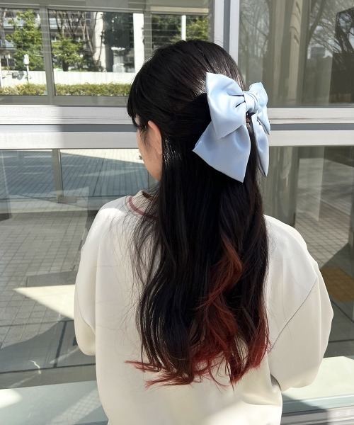 F i.n.t（フィント）の「ｻﾃﾝﾋﾞｯｸﾞﾘﾎﾞﾝﾊﾞﾚｯﾀ（バレッタ/ヘアクリップ・レディース・オレンジ/ライトピンク/ライトブルー・FREE）」の2枚目の写真