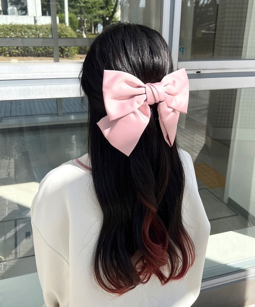 F i.n.t（フィント）の「ｻﾃﾝﾋﾞｯｸﾞﾘﾎﾞﾝﾊﾞﾚｯﾀ（バレッタ/ヘアクリップ・レディース・オレンジ/ライトピンク/ライトブルー・FREE）」の4枚目の写真