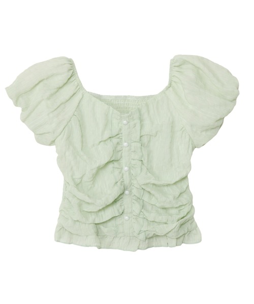 Ada.(エイダ)の「2WAY ボタンデザイン ふんわり パフリーブ ブラウス(シャツ/ブラウス・レディース・ブラック/アイボリー/グリーン/ライトブルー/ホワイト/ブラウン/ライトピンク・M/L)」の16枚目の写真