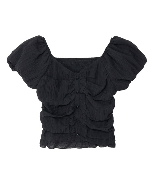 Ada.(エイダ)の「2WAY ボタンデザイン ふんわり パフリーブ ブラウス(シャツ/ブラウス・レディース・ブラック/アイボリー/グリーン/ライトブルー/ホワイト/ブラウン/ライトピンク・M/L)」の17枚目の写真