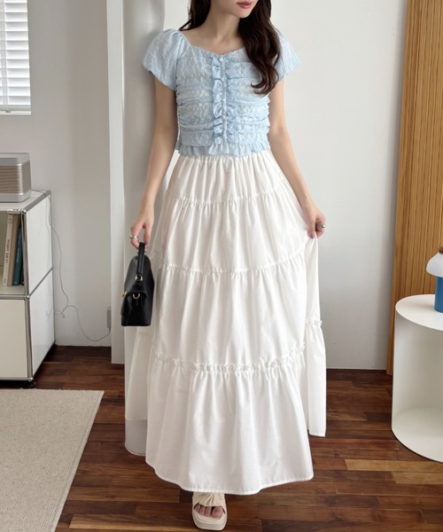 セール】2WAY ボタンデザイン ふんわり パフリーブ ブラウス（シャツ