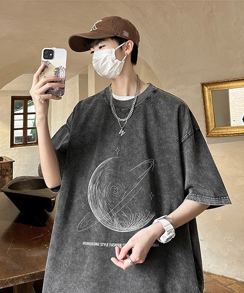 ARCHIVER(アーカイバ)の「【Bz】PLANET惑星プリントオーバーサイズTシャツ(Tシャツ/カットソー・レディース・ブラック/ブラウン/ピンク/パープル・FREE)」の7枚目の写真