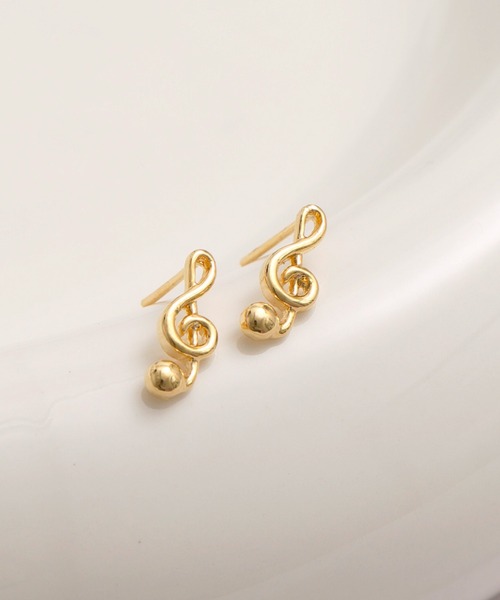 Peony(ピオニー)の「【Peony/ピオニー】/音符モチーフピアス(ピアス(両耳用)・レディース・ゴールド/シルバー・FREE)」の1枚目の写真