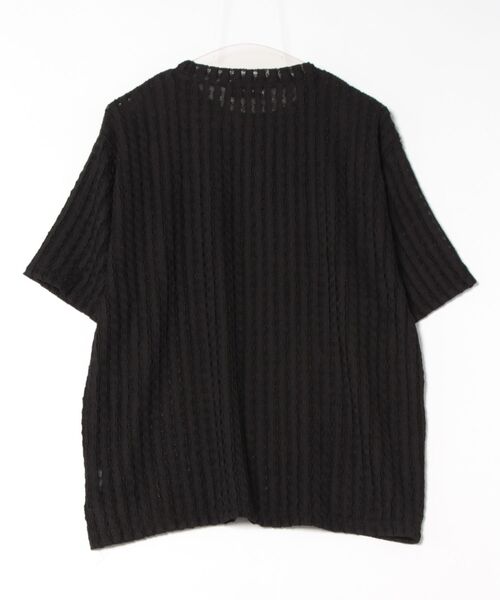 a.p.o.v.(エーピーオービー)の「a.p.o.v. ウェーブレース編みシースルーストライプニットTシャツ(Tシャツ/カットソー・メンズ・ブラック/ホワイト・ONESIZE)」の3枚目の写真