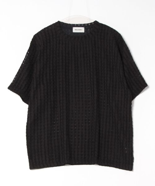 a.p.o.v.(エーピーオービー)の「a.p.o.v. ウェーブレース編みシースルーストライプニットTシャツ(Tシャツ/カットソー・メンズ・ブラック/ホワイト・ONESIZE)」の8枚目の写真