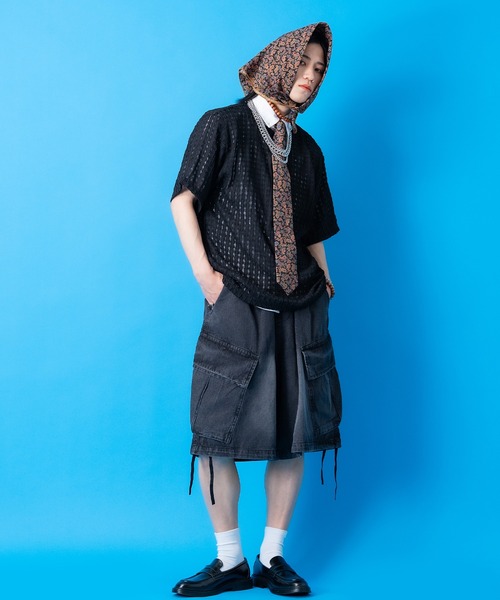 a.p.o.v.(エーピーオービー)の「a.p.o.v. ウェーブレース編みシースルーストライプニットTシャツ(Tシャツ/カットソー・メンズ・ブラック/ホワイト・ONESIZE)」の7枚目の写真