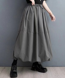 ギャザー ハイウエスト ロング バルーン スカート