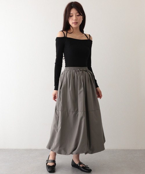 セール】ギャザー ハイウエスト ロング バルーン スカート（スカート