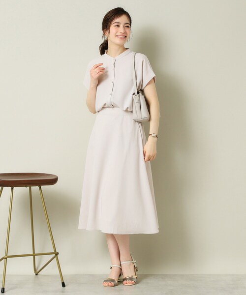 ITS'DEMO(イッツデモ)の「【UVケア/吸水速乾/洗濯機OK】麻調合繊スカート<ラク服シリーズ>(スカート・レディース・ネイビー系2/サックスブルー/ホワイト系5/ナチュラル/ブルー・00)」の10枚目の写真