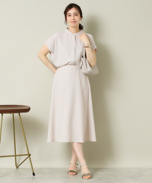 ITS'DEMO(イッツデモ)の「【UVケア/吸水速乾/洗濯機OK】麻調合繊スカート<ラク服シリーズ>(スカート・レディース・ネイビー系2/サックスブルー/ホワイト系5/ナチュラル/ブルー・00)」の11枚目の写真