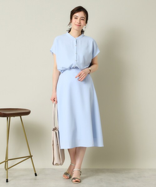 ITS'DEMO(イッツデモ)の「【UVケア/吸水速乾/洗濯機OK】麻調合繊スカート<ラク服シリーズ>(スカート・レディース・ネイビー系2/サックスブルー/ホワイト系5/ナチュラル/ブルー・00)」の14枚目の写真