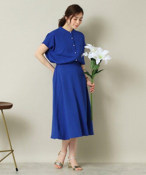 ITS'DEMO(イッツデモ)の「【UVケア/吸水速乾/洗濯機OK】麻調合繊スカート<ラク服シリーズ>(スカート・レディース・ネイビー系2/サックスブルー/ホワイト系5/ナチュラル/ブルー・00)」の18枚目の写真