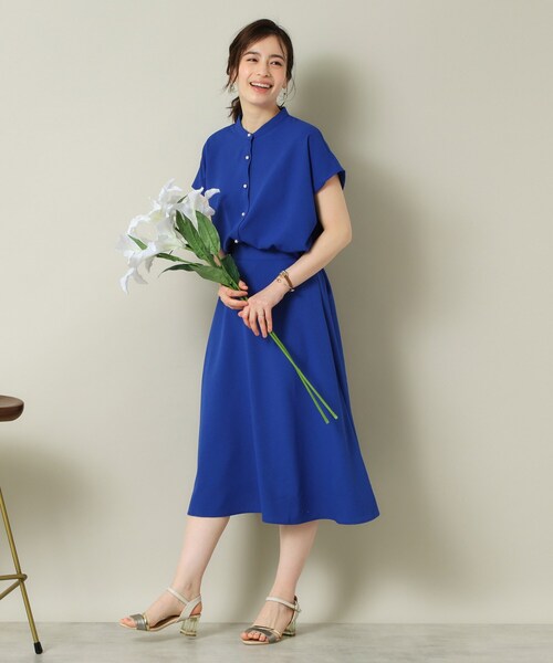 ITS'DEMO(イッツデモ)の「【UVケア/吸水速乾/洗濯機OK】麻調合繊スカート<ラク服シリーズ>(スカート・レディース・ネイビー系2/サックスブルー/ホワイト系5/ナチュラル/ブルー・00)」の19枚目の写真