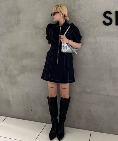 セール】FRONT ZIP GATHER S/OP フロントジップ ギャザー