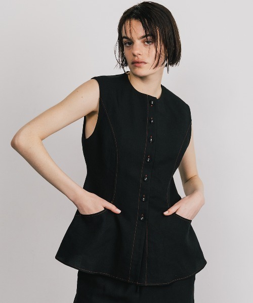 ベスト ジレ TENCEL  STITCH  COMPACT VEST/テンセルステッチコンパクトベスト レディース セール】TENCEL STITCH COMPACT VEST/テンセルステッチ