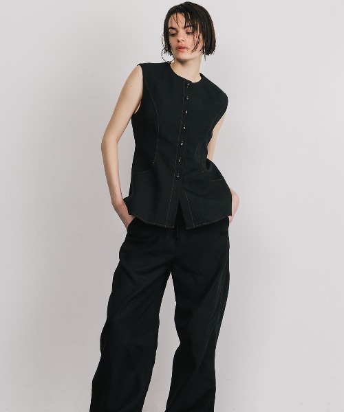 ベスト ジレ TENCEL  STITCH  COMPACT VEST/テンセルステッチコンパクトベスト レディース セール】TENCEL STITCH COMPACT VEST/テンセルステッチ