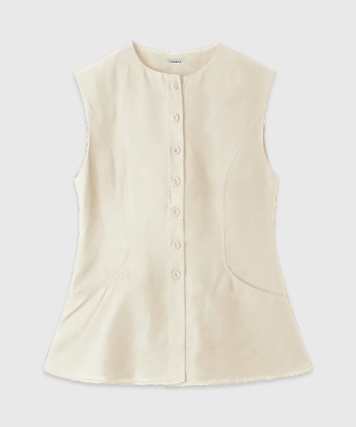 CREDONA（クレドナ）の「TENCEL  STITCH  COMPACT VEST/テンセルステッチコンパクトベスト（ベスト・レディース・ブラック/アイボリー・FREE）」の9枚目の写真