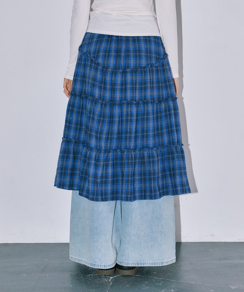 LIENCOEUR（リアンクール）の「チェックレイヤードスカート（スカート・レディース・ブルー/ブラック・FREE）」の14枚目の写真