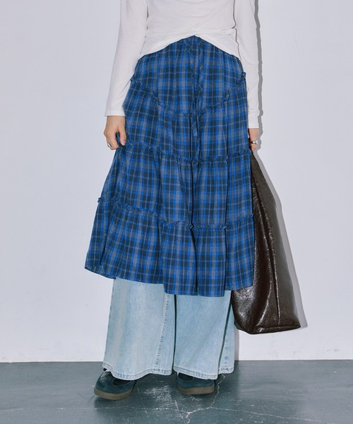LIENCOEUR（リアンクール）の「チェックレイヤードスカート（スカート・レディース・ブルー/ブラック・FREE）」の12枚目の写真