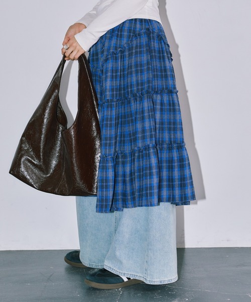 LIENCOEUR（リアンクール）の「チェックレイヤードスカート（スカート・レディース・ブルー/ブラック・FREE）」の15枚目の写真