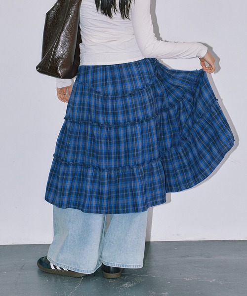LIENCOEUR（リアンクール）の「チェックレイヤードスカート（スカート・レディース・ブルー/ブラック・FREE）」の16枚目の写真