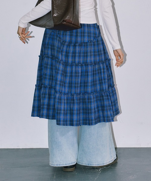 LIENCOEUR（リアンクール）の「チェックレイヤードスカート（スカート・レディース・ブルー/ブラック・FREE）」の17枚目の写真