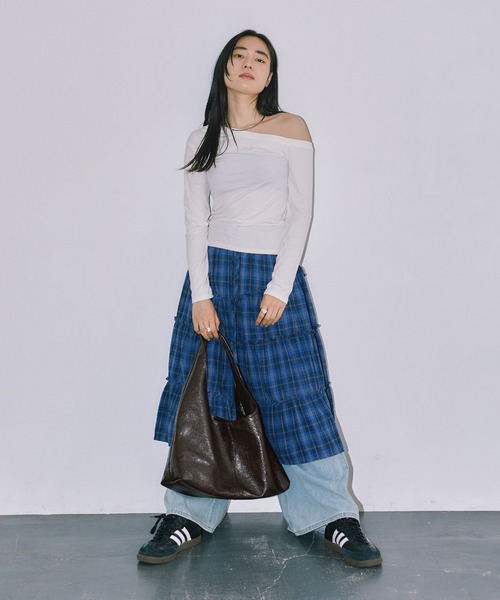 LIENCOEUR（リアンクール）の「チェックレイヤードスカート（スカート・レディース・ブルー/ブラック・FREE）」の3枚目の写真