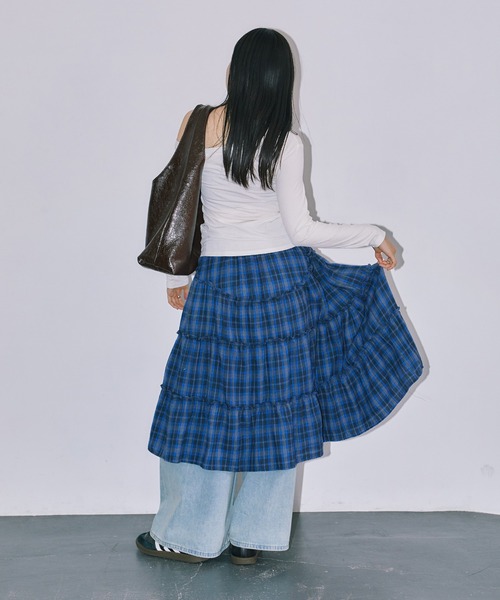 LIENCOEUR（リアンクール）の「チェックレイヤードスカート（スカート・レディース・ブルー/ブラック・FREE）」の11枚目の写真