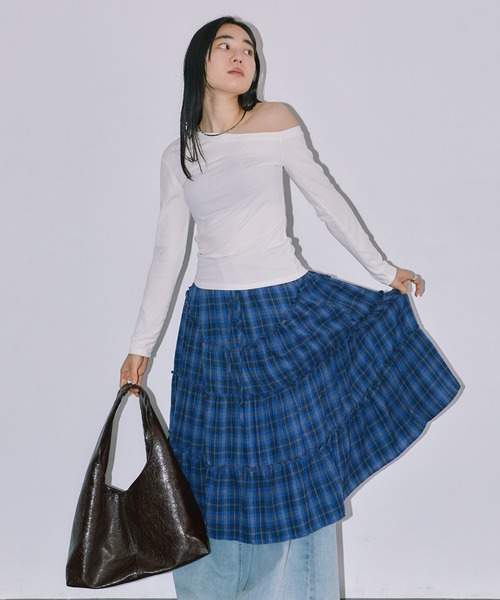 LIENCOEUR（リアンクール）の「チェックレイヤードスカート（スカート・レディース・ブルー/ブラック・FREE）」の9枚目の写真