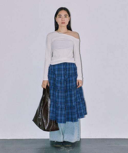 LIENCOEUR（リアンクール）の「チェックレイヤードスカート（スカート・レディース・ブルー/ブラック・FREE）」の6枚目の写真