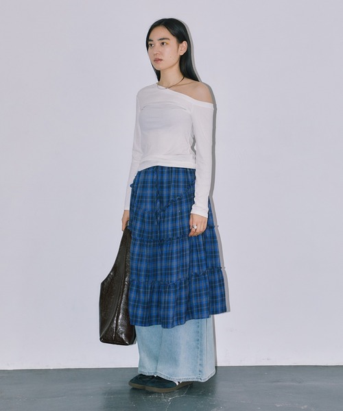 LIENCOEUR（リアンクール）の「チェックレイヤードスカート（スカート・レディース・ブルー/ブラック・FREE）」の7枚目の写真