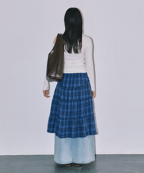 LIENCOEUR（リアンクール）の「チェックレイヤードスカート（スカート・レディース・ブルー/ブラック・FREE）」の10枚目の写真