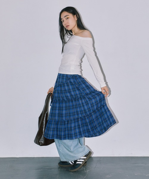 LIENCOEUR（リアンクール）の「チェックレイヤードスカート（スカート・レディース・ブルー/ブラック・FREE）」の8枚目の写真