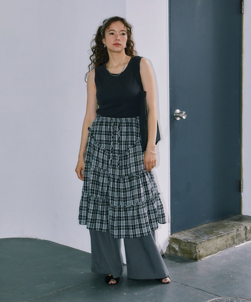 LIENCOEUR（リアンクール）の「チェックレイヤードスカート（スカート・レディース・ブルー/ブラック・FREE）」の20枚目の写真