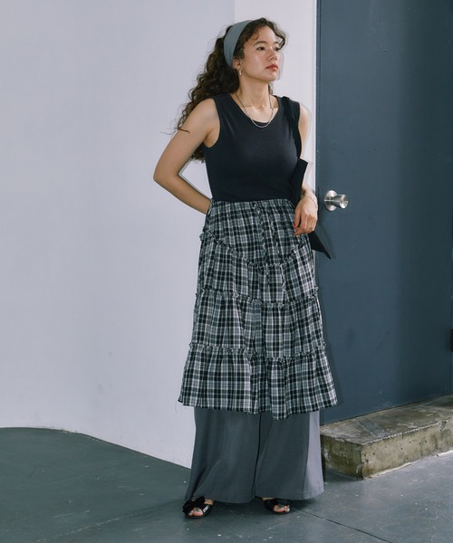 LIENCOEUR（リアンクール）の「チェックレイヤードスカート（スカート・レディース・ブルー/ブラック・FREE）」の21枚目の写真