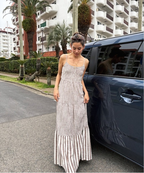セール】TROPICAL GLOW MAXI S /ロキシーストライプ柄ロング