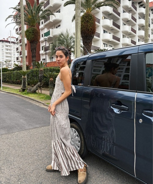 ROXY(ロキシー)の「TROPICAL GLOW MAXI S /ロキシーストライプ柄ロングワンピース(ワンピース・レディース・ブラウン・SMALL/LARGE/MEDIUM)」の4枚目の写真