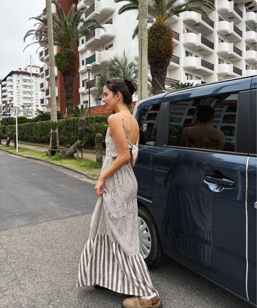ROXY(ロキシー)の「TROPICAL GLOW MAXI S /ロキシーストライプ柄ロングワンピース(ワンピース・レディース・ブラウン・SMALL/LARGE/MEDIUM)」の5枚目の写真